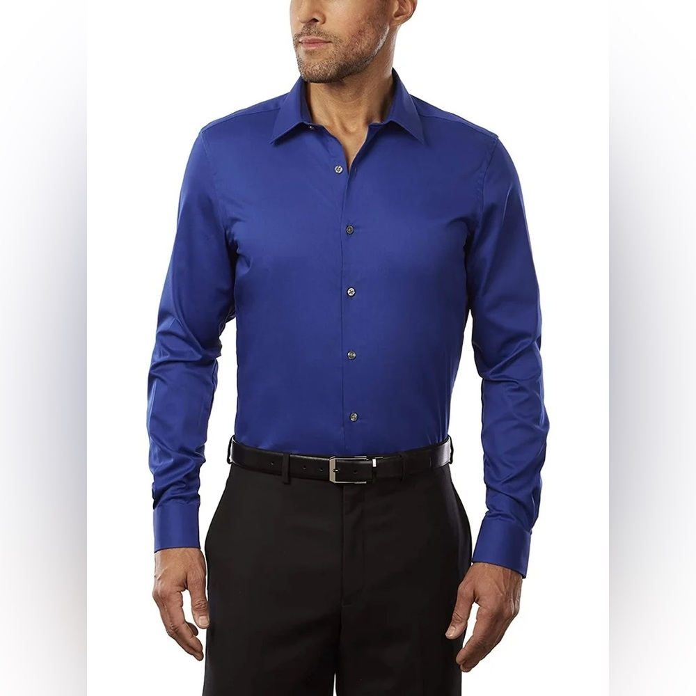 Van Heusen Royal Blue Flex Slim Fit Dress Shirt (M)